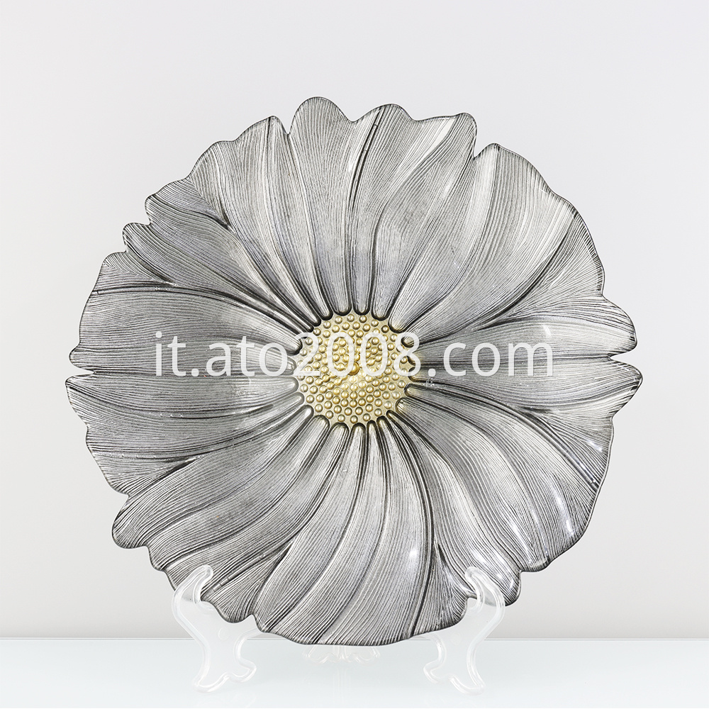 Grey Flower Glass Plate 2 Jpg